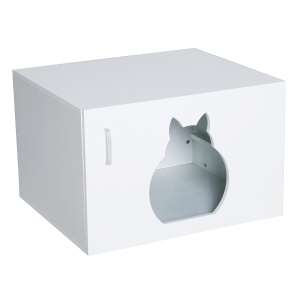 PawHut Caixa de Areia para Gatos de Madeira 63x53,5x41cm Branco