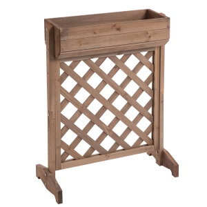 Outsunny Floreira com Treliça de Madeira Maciça Suporte para Flores Plantas Trepadeiras para Balção Pátio Jardim Ar Livre 68x30x85,5cm Marrom