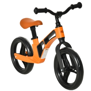 HOMCOM Bicicleta sem Pedais para Crianças de 2 a 5 anos Bicicleta de Equilibrio Infantil com Assento e Guidão Ajustáveis Rodas de Borracha 86x41x49-56cm Laranja