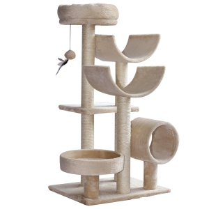 PawHut Árvore Raspador para Gatos Centro de atividades para gatos 50x40x105cm Sisal Natural