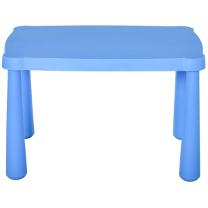 HOMCOM Mesa infantil retangular para crianças acima de 2 anos com pés e arestas redondas para interior e exterior máx. 30 kg 76,5x54,5x49,5 cm Azul