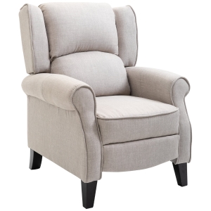 HOMCOM Poltrona Relax Com Reclinação Manual até 160° com Apoio para Pés Retrátil Esponja de Densidade Estofado em Serapilheira 77x88x102cm Cinza