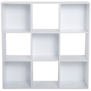 HOMCOM Armário de Arrumação 9 Cubos Estante de Exposição 91,5x29,5x91,5cm Branco