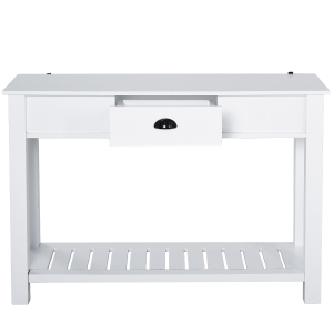 HOMCOM Mesa consola tipo aparador estilo colonial com prateleira inferior espaçosa 120x39x81 carga 60kb Branco