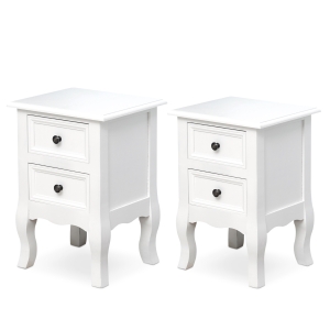 HOMCOM Conjunto de 2 Mesas de Cabeceira com 2 Gavetas Armário Auxiliar com Grande Espaço de Armazenamento para Quartos Sala 34,7x30x49cm Branco
