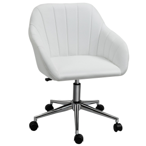 Vinsetto Cadeira de Escritório Ergonômica Giratória com Altura Ajustável Encosto e Apoio para os Braços de Pele Sintética Carga 120kg 60x59x79-89cm Branco
