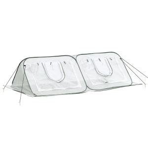 Outsunny Estufa de jardim Pop-up com 4 portas portátil bolsa de transporte para plantas Flores Aço 240x120x75 cm Branco