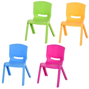 HOMCOM Cadeiras empilháveis para crianças Conjunto de 4 cadeiras de aprendizagem para uso interno e externo 30kg 36x38x56,5 cm Multicolor