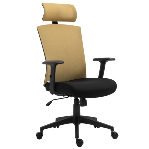 Vinsetto Cadeira de Escritório Ergonômica Giratória com Apoio para a Cabeça e Apoio para os Braços Ajustáveis Suporte Lombar Encosto Transpirável 65x63x119-129cm Dourado e Negro