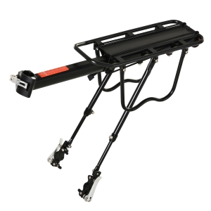HOMCOM Suporte de Bagagem Traseiro para Bicicleta com Refletor Vermelho para Malas com Carga Máxima de Revestimento Inoxidável 25 kg 58x39x14,5 cm Preto