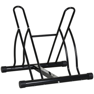 HOMCOM Suporte de Estacionamento Cruzado para 2 Bicicletas Aço Portátil 60x54x57 cm Preto