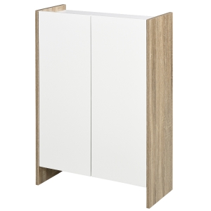 HOMCOM Armário de Armazenamento de 2 Portas Móvel Auxiliar de Casa de Banho Multiuso com 2 Prateleiras para Cozinha Sala de Estar Dormitório 60x25x90cm Acabado em Branco Brilhante
