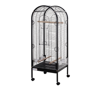 PawHut Gaiola metálica espaçosa para papagaios-canários Cotorra Papagaio com 4 rodas 54x54x151 cm