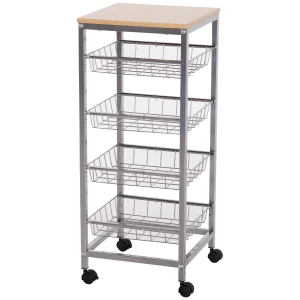 HomCom® Carrinhos de cozinha com rodinhas 5 níveis de carga 20kg 36,5x36,5x89 cm