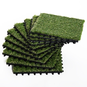 Outsunny Grama artificial 10 peças com altura de grama 25mm para jardim varanda terraço 25mm