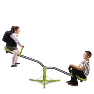 HOMCOM Baloiço para crianças acima de 3 anos giratória de 360º carga 35 kg (cada assento) 180x67x53 cm cinza e verde