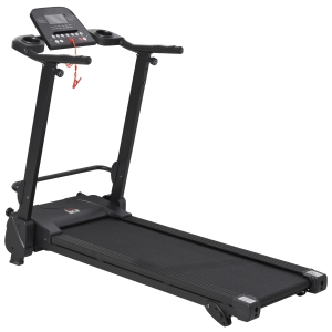 HOMCOM Passadeira Elétrica Dobrável com 5 Programas Ecrã LCD Velocidade até 14km/h Inclinação Manual e Rodas de Transporte Carga Máxima 110kg 164x70x125cm Preto