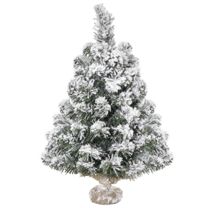 HOMCOM Árvore de Natal Artificial 60cm com 67 Ramos Ignífugos e Base de Cimento Decoração de Natal para Mesa Escritório Ø32x60cm Verde e Branco