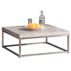 HOMCOM Mesa de Centro Quadrada Mesa Auxiliar Multifuncional com Estrutura de Aço Inoxidável Estilo Moderno para Sala de Estar 80x80x34cm Cinza