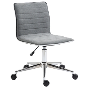 Vinsetto Cadeira de Escritório Ergonômica Giratória com Altura Ajustável Encosto Estofado em Linho Transpirável Carga 120kg 47x57x76,5-86,5cm Cinza