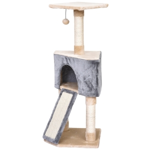 PawHut Árvore Raspador para Gatos Caverna Brinquedo Suspenso e Rampa 40x40x98 cm