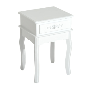 HomCom Mesa de Cabeceira Branca com 1 Gaveta para sala de estar e quarto MDF e Madeira 40 x 35 x 60 cm
