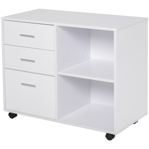 HOMCOM Suporte da impressora Escritório com 3 prateleiras reguláveis 80x40x65 cm Branco