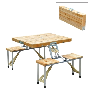 Outsunny Mesa desdobrável de madeira de pinho para acampamento ou praia 4 assentos - Castanho - 85x72,5x68cm