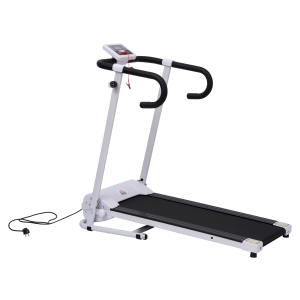 HOMCOM Passadeira Elétrica Dobrável Passadeira Elétrica com Velocidade 1-10km/h com Ecrã LCD e Carga Máxima 110kg para Casa Escritório 125x61x118 cm Branco e Preto