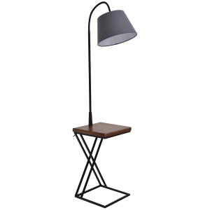 HOMCOM Lâmpada de assoalho moderna com cabeça flexível Estante Armação metálica 36x36x165 cm