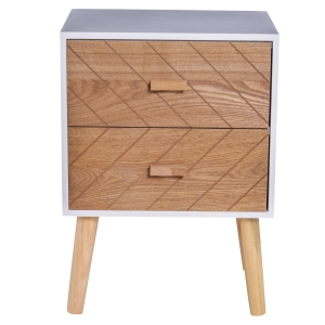 HOMCOM Mesa de Cabeceira de Madeira com 2 Gavetas com 2 gavetas para quarto armário arrumação 40x30x55,5cm