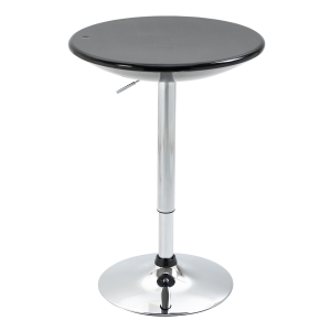 HOMCOM Mesa de Bar com Altura Regulável Giratória 360° com Base Redonda Mesa Alta de Aço Moderna para Cozinha Sala de Jantar Cafeteria 61x61x76-97cm Preto