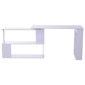 HOMCOM Secretária com Estantes Mesa de escritório 5 Prateleiras 120x110x74cm Branco