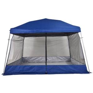 Outsunny Tenda de Jardim 360x360x260cm para Acampamento Dobrável ao ar livre com Rede Mosquiteira Azul