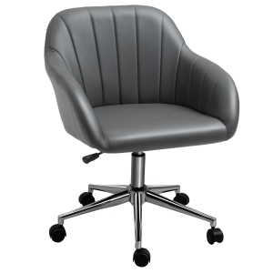 Vinsetto Cadeira de Escritório Ergonômica Giratória com Altura Ajustável Encosto e Apoio para os Braços de Pele Sintética Carga 120kg 60x59x79-89cm Cinza