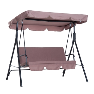 Outsunny Baloiço de Jardim de 3 Lugares Baloiço com Teto Ajustável em Ângulo para Terraço Balcão Carga Máxima 200kg Aço 172x110x153cm Marrom