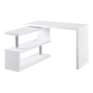 HOMCOM Secretária de Canto Giratória 360º Secretária em Forma de L com Prateleiras para Escritório Casa 114x120x76,1cm Branco