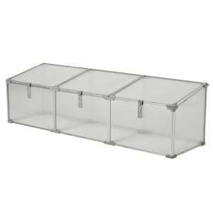 Outsunny Estufa de Jardim Alumínio Policarbonato Transparente Viveiro Caseiro para Plantas Culturas Proteção UV e Resistente 180x51x51cm