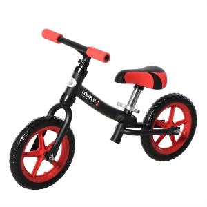 HOMCOM Bicicleta sem pedal para crianças acima de 2 anos com selim ajustável em altura Pneus EVA máx. 25 kg Metal 65x33x46 cm Preto