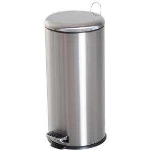 HOMCOM Lixeira com abertura por pedal com 30 L de volume em prata de aço inoxidável