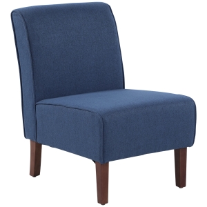 HOMCOM Poltrona de jantar Sala de estar sem braços Cadeira individual com assento acolchoado e pernas de madeira 57x76x83,5 cm Azul