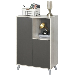 HOMCOM Armário Aparador Moderno com porta dupla Organizador multifuncional 80x40x120cm cinza