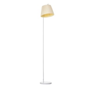 HOMCOM Candeeiro de Pé com Ecrã de Linho Plissado Interruptor de Pedal para Dormitório Sala de Estar Ø25x165cm Branco e Creme
