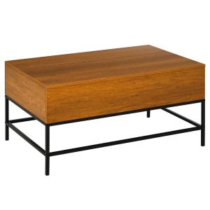 HOMCOM Mesa de Centro Elevable Mesa de Café Versátil con Almacenaje Oculto Patas de Metal para Salón Comedor 90x60,5x45,5 cm Teca
