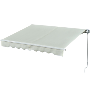 Outsunny Toldo Manual retrátil 250x200cm com manivela de alumínio ângulo ajustável para portas janelas varanda Creme