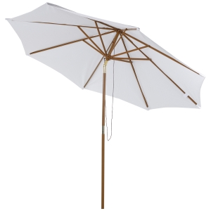 Outsunny Guarda-sol grande de poliéster de ângulo ajustável para pátio e piscina Φ300x250cm Marfim