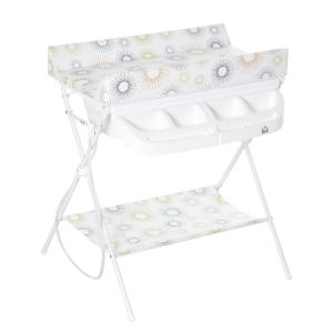 HOMCOM Cambiador y Bañera 2 en 1 para Bebé 0-12 Meses Plegable con Múltiples Espacios de Almacenamiento Estante Inferior Carga Máx. 15 kg 80x70x95 cm Blanco