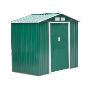 Outsunny Galpão de jardim Exterior de Aço com porta deslizante grande espaço de armazenamento 213x127x185 cm Verde