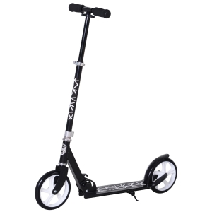 HOMCOM Trotinete Dobrável para Adultos e Crianças (acima de 14 anos) com Freio Rodas Grandes Guiador Altura Ajustável 86/92 / 98cm Carga 100kg
