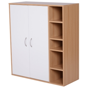 HOMCOM Móvel Organizador de Armazenamento Multiúsos com Portas e Prateleiras Ajustáveis 80x32x91cm
